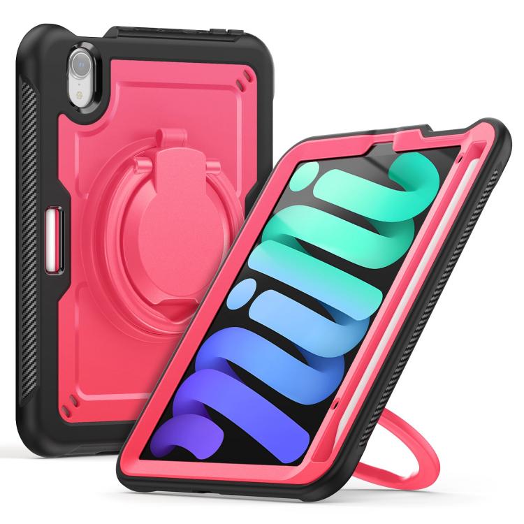 For iPad mini 2024 / mini 6 Honeycomb Hybrid Tablet Case with Handle Holder & Strap(Rose Red) - iPad mini 2024 Cases by buy2fix | Online Shopping UK | buy2fix