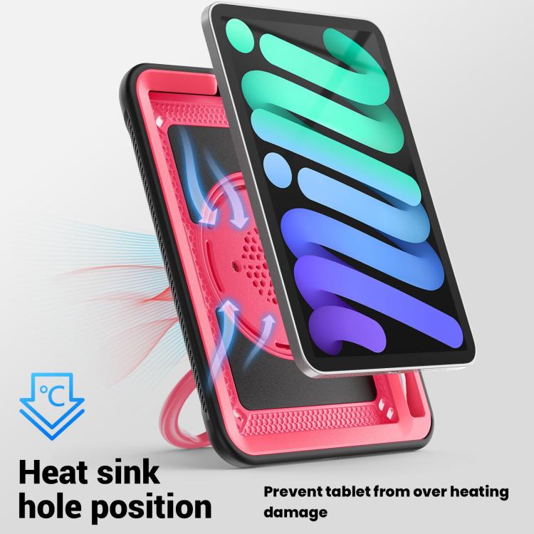 For iPad mini 2024 / mini 6 Honeycomb Hybrid Tablet Case with Handle Holder & Strap(Rose Red) - iPad mini 2024 Cases by buy2fix | Online Shopping UK | buy2fix