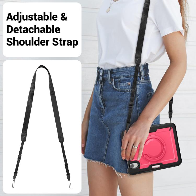 For iPad mini 2024 / mini 6 Honeycomb Hybrid Tablet Case with Handle Holder & Strap(Rose Red) - iPad mini 2024 Cases by buy2fix | Online Shopping UK | buy2fix