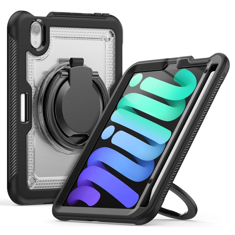 For iPad mini 2024 / mini 6 Honeycomb Hybrid Tablet Case with Handle Holder & Strap(Transparent) - iPad mini 2024 Cases by buy2fix | Online Shopping UK | buy2fix
