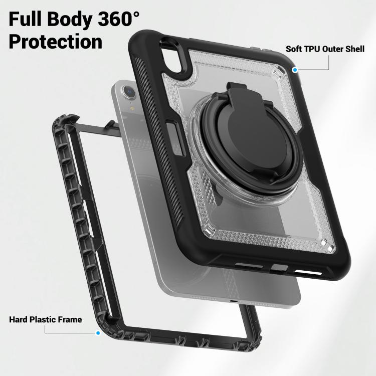 For iPad mini 2024 / mini 6 Honeycomb Hybrid Tablet Case with Handle Holder & Strap(Transparent) - iPad mini 2024 Cases by buy2fix | Online Shopping UK | buy2fix
