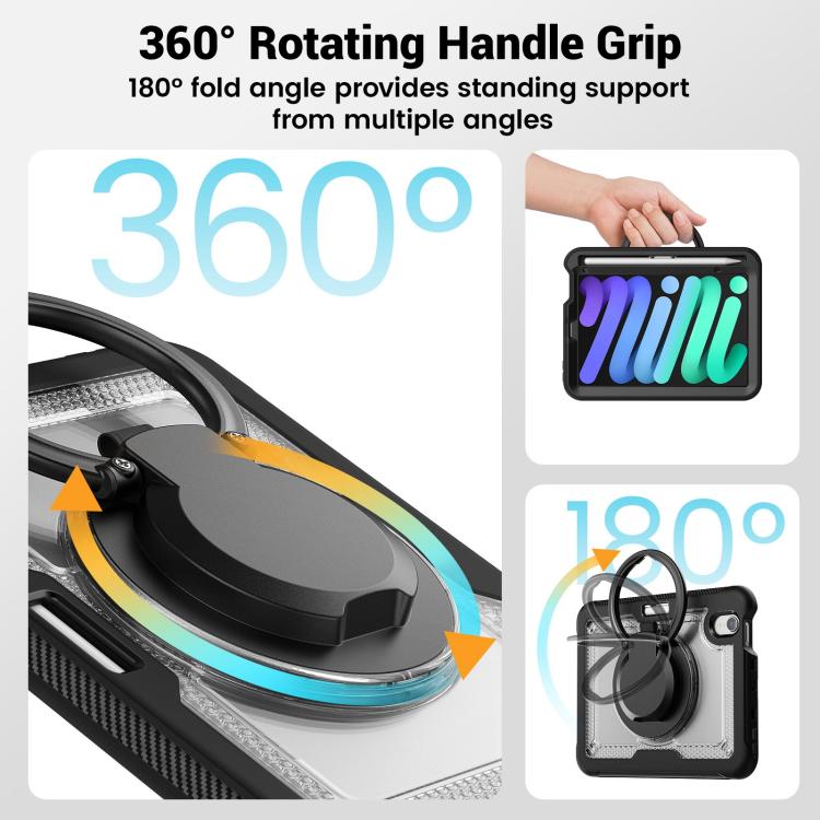 For iPad mini 2024 / mini 6 Honeycomb Hybrid Tablet Case with Handle Holder & Strap(Transparent) - iPad mini 2024 Cases by buy2fix | Online Shopping UK | buy2fix