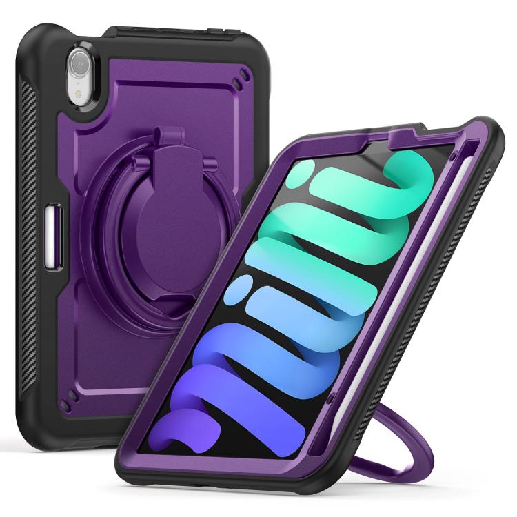 For iPad mini 2024 / mini 6 Honeycomb Hybrid Tablet Case with Handle Holder & Strap(Purple) - iPad mini 2024 Cases by buy2fix | Online Shopping UK | buy2fix