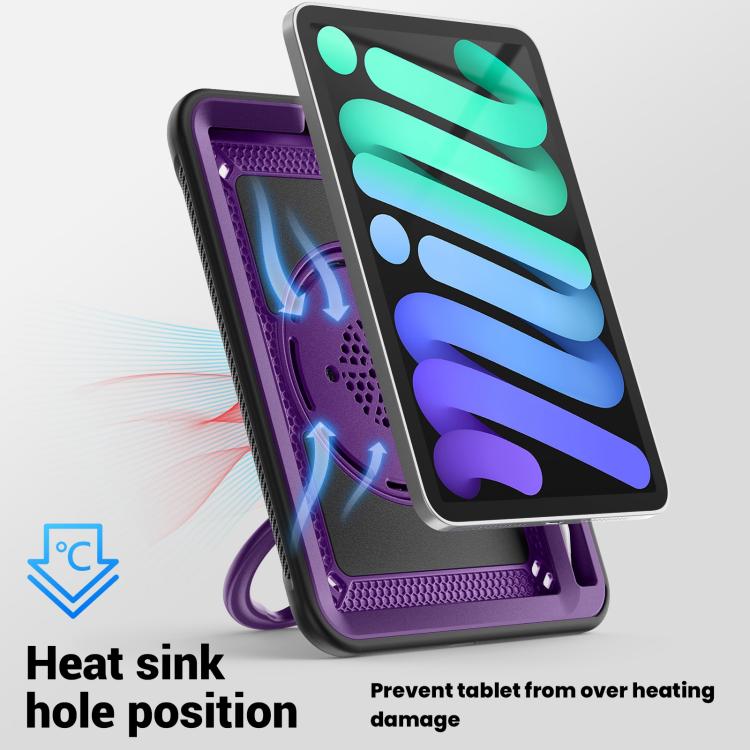 For iPad mini 2024 / mini 6 Honeycomb Hybrid Tablet Case with Handle Holder & Strap(Purple) - iPad mini 2024 Cases by buy2fix | Online Shopping UK | buy2fix