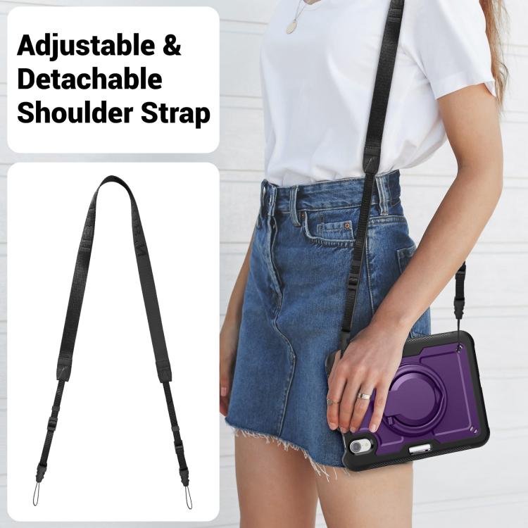 For iPad mini 2024 / mini 6 Honeycomb Hybrid Tablet Case with Handle Holder & Strap(Purple) - iPad mini 2024 Cases by buy2fix | Online Shopping UK | buy2fix