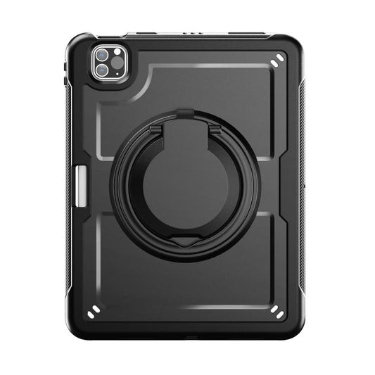 For iPad Pro 11 2022 / Air 10.9 2022 Honeycomb Hybrid Tablet Case with Handle Holder & Strap(Black) - iPad Pro 11 (2022/2021) Cases by buy2fix | Online Shopping UK | buy2fix