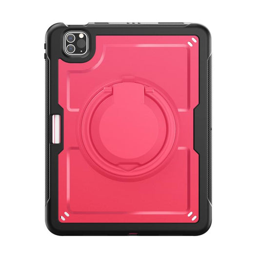 For iPad Pro 11 2022 / Air 10.9 2022 Honeycomb Hybrid Tablet Case with Handle Holder & Strap(Rose Red) - iPad Pro 11 (2022/2021) Cases by buy2fix | Online Shopping UK | buy2fix