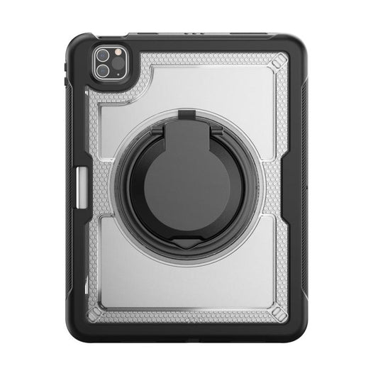 For iPad Pro 11 2022 / Air 10.9 2022 Honeycomb Hybrid Tablet Case with Handle Holder & Strap(Transparent) - iPad Pro 11 (2022/2021) Cases by buy2fix | Online Shopping UK | buy2fix