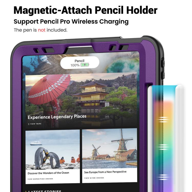For iPad Pro 11 2022 / Air 10.9 2022 Honeycomb Hybrid Tablet Case with Handle Holder & Strap(Purple) - iPad Pro 11 (2022/2021) Cases by buy2fix | Online Shopping UK | buy2fix