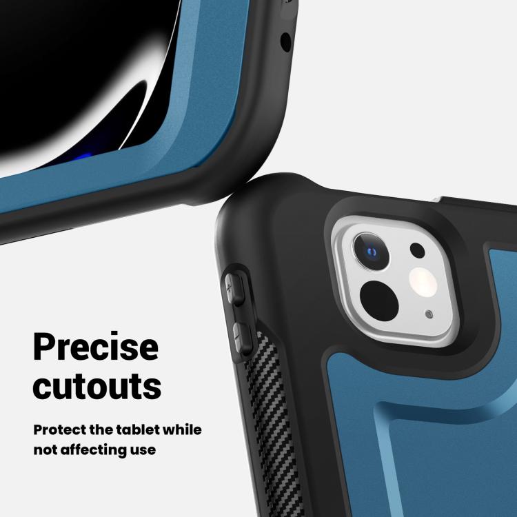 For iPad Pro 13 2024 Honeycomb Hybrid Tablet Case with Handle Holder & Strap(Navy Blue) - iPad Pro 13 2024 Cases by buy2fix | Online Shopping UK | buy2fix