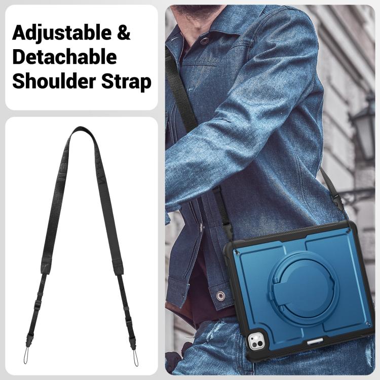 For iPad Pro 13 2024 Honeycomb Hybrid Tablet Case with Handle Holder & Strap(Navy Blue) - iPad Pro 13 2024 Cases by buy2fix | Online Shopping UK | buy2fix