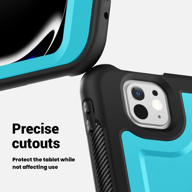 For iPad Pro 13 2024 Honeycomb Hybrid Tablet Case with Handle Holder & Strap(Light Blue) - iPad Pro 13 2024 Cases by buy2fix | Online Shopping UK | buy2fix