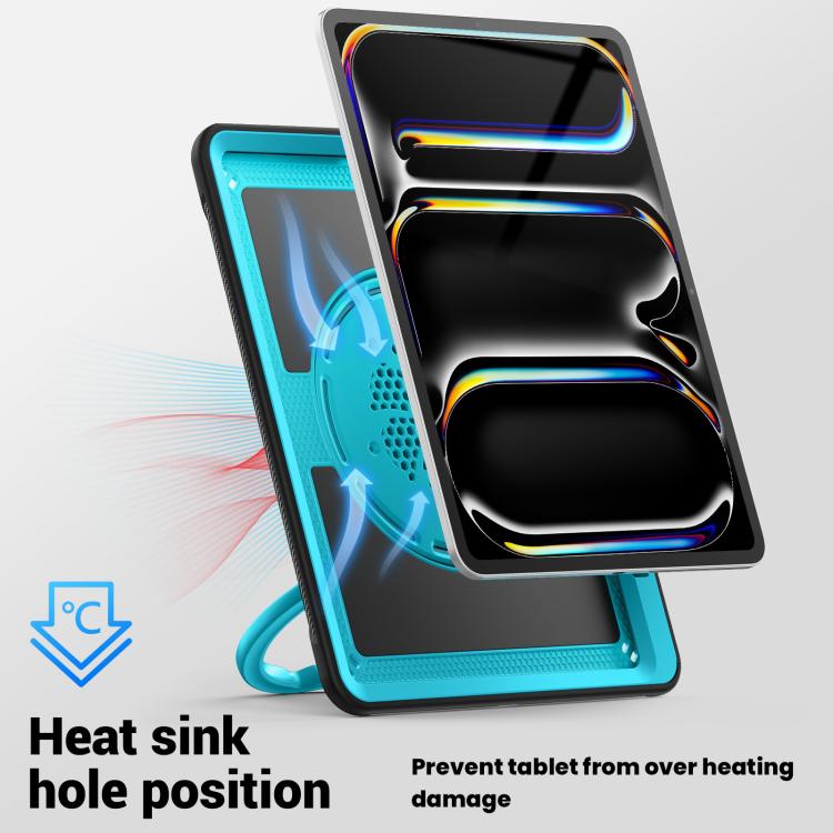 For iPad Pro 13 2024 Honeycomb Hybrid Tablet Case with Handle Holder & Strap(Light Blue) - iPad Pro 13 2024 Cases by buy2fix | Online Shopping UK | buy2fix