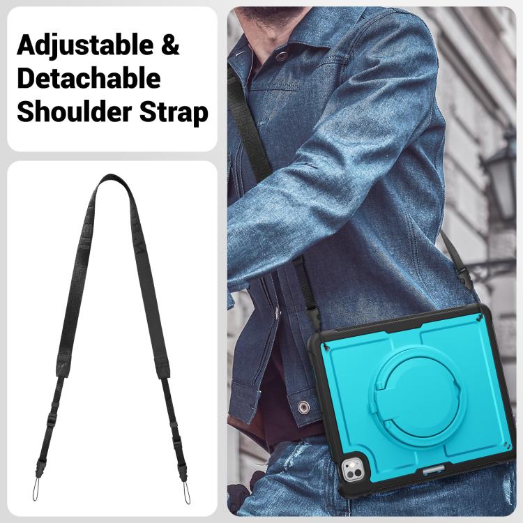 For iPad Pro 13 2024 Honeycomb Hybrid Tablet Case with Handle Holder & Strap(Light Blue) - iPad Pro 13 2024 Cases by buy2fix | Online Shopping UK | buy2fix
