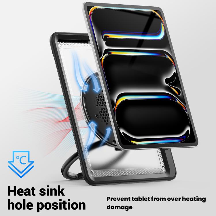 For iPad Pro 13 2024 Honeycomb Hybrid Tablet Case with Handle Holder & Strap(Transparent) - iPad Pro 13 2024 Cases by buy2fix | Online Shopping UK | buy2fix