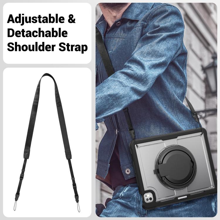 For iPad Pro 13 2024 Honeycomb Hybrid Tablet Case with Handle Holder & Strap(Transparent) - iPad Pro 13 2024 Cases by buy2fix | Online Shopping UK | buy2fix