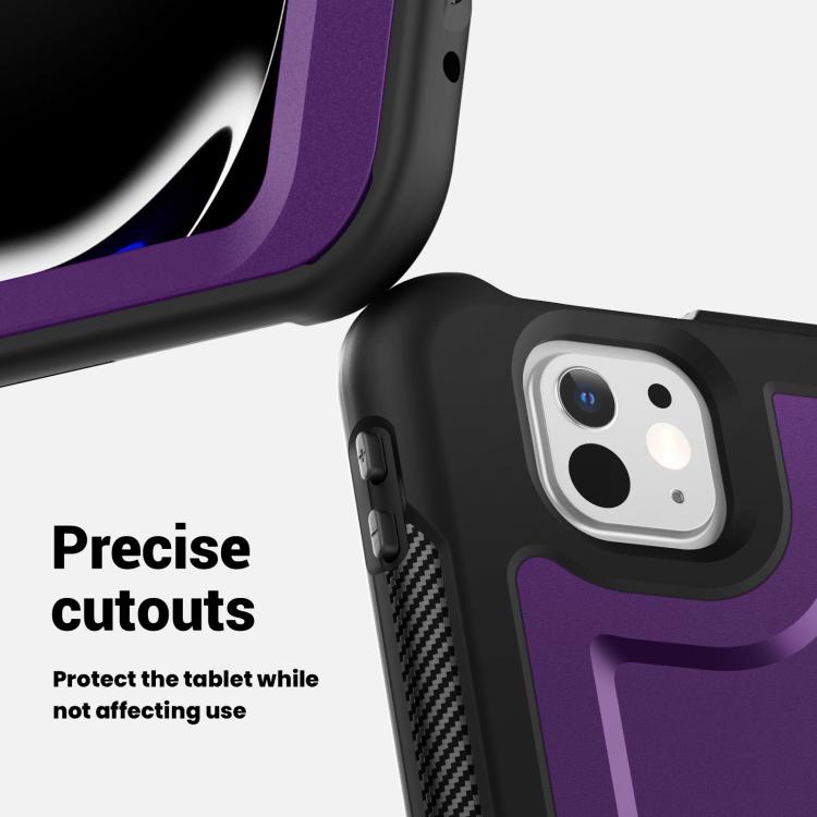 For iPad Pro 13 2024 Honeycomb Hybrid Tablet Case with Handle Holder & Strap(Purple) - iPad Pro 13 2024 Cases by buy2fix | Online Shopping UK | buy2fix