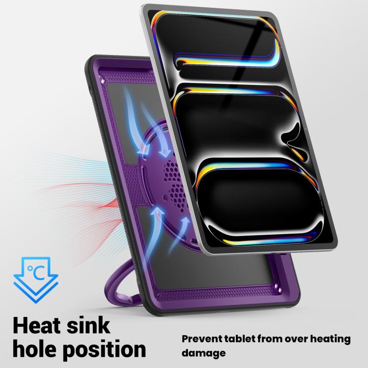 For iPad Pro 13 2024 Honeycomb Hybrid Tablet Case with Handle Holder & Strap(Purple) - iPad Pro 13 2024 Cases by buy2fix | Online Shopping UK | buy2fix
