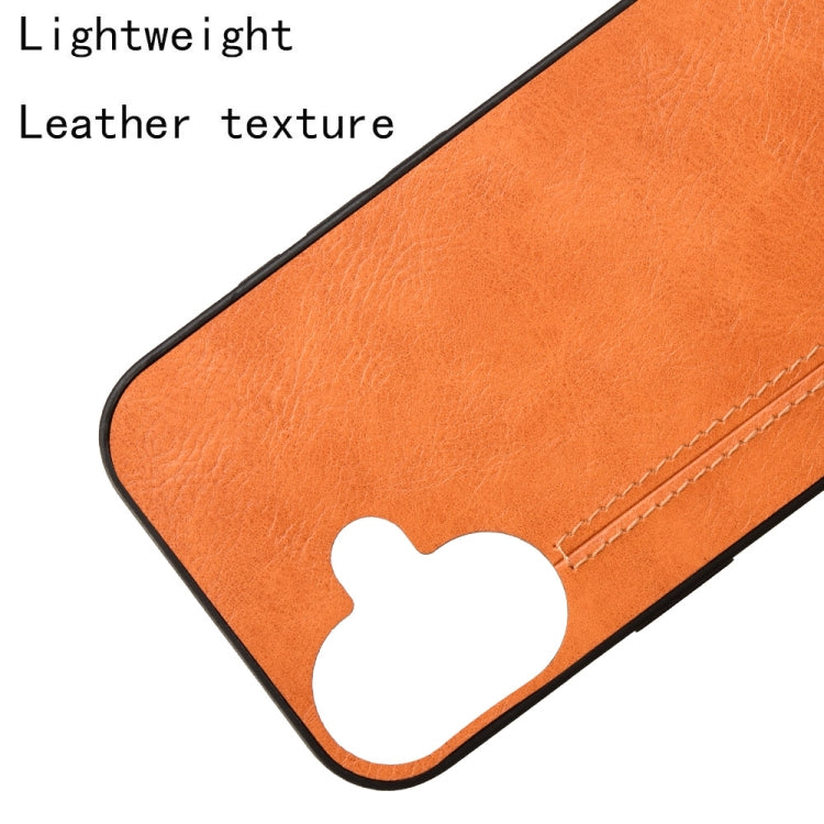 For iPhone 16 Plus Cow Pattern Sewing Back Cover Phone Case(Orange) by buy2fix