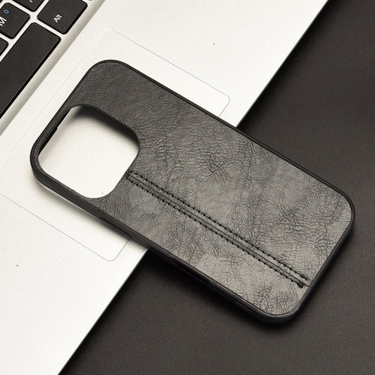 For iPhone 16 Pro Cow Pattern Sewing Card Bag Phone Case(Black) by buy2fix