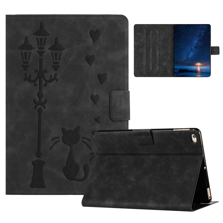 For iPad Air / Air 2 / 9.7 2017 / 2018 Embossed Couple Cat Smart Tablet Leather Case(Black) - iPad 9.7 (2018) & (2017) Cases by buy2fix | Online Shopping UK | buy2fix