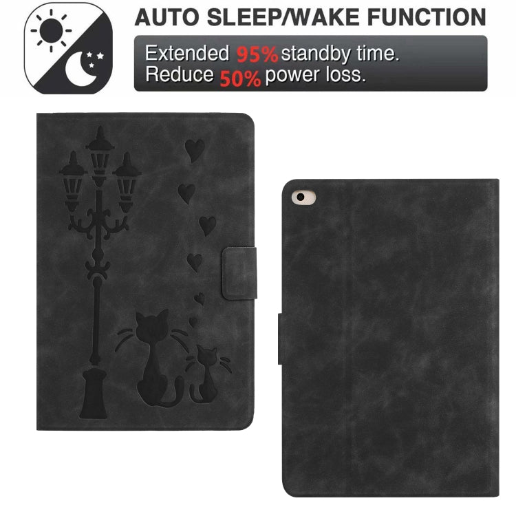 For iPad Air / Air 2 / 9.7 2017 / 2018 Embossed Couple Cat Smart Tablet Leather Case(Black) - iPad 9.7 (2018) & (2017) Cases by buy2fix | Online Shopping UK | buy2fix