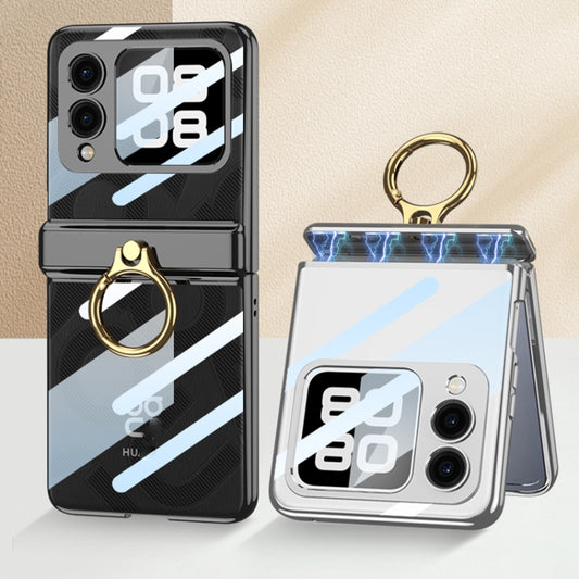 For Huawei nova Flip GKK Integrated Magnetic Folding Phantom Rotary Phone Case with Ring Holder(Silver) by GKK