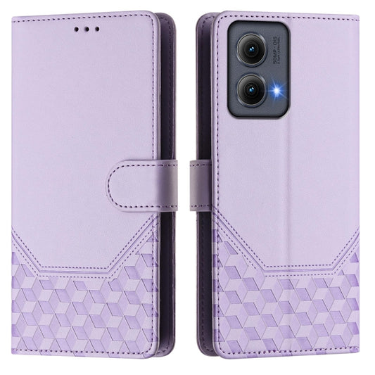 For Motorola Edge 5G 2024 Honeycomb Embossing RFID Leather Phone Case(Light Purple) by buy2fix