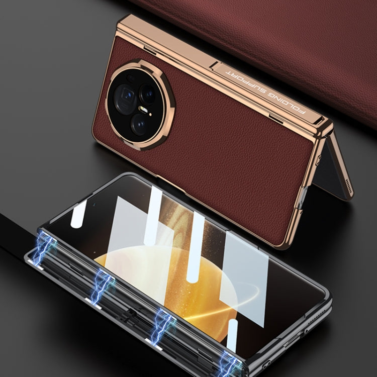 For Honor Magic V3 GKK Integrated Magnetic Fold Hinge Leather Shockproof Phone Case(Sand Gold) - Honor Cases by GKK | Online Shopping UK | buy2fix