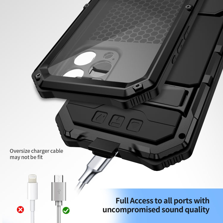 For iPhone 15 Pro Max R-JUST Life Waterproof Dustproof Shockproof Holder Phone Case(Black) - iPhone 15 Pro Max Cases by R-JUST | Online Shopping UK | buy2fix