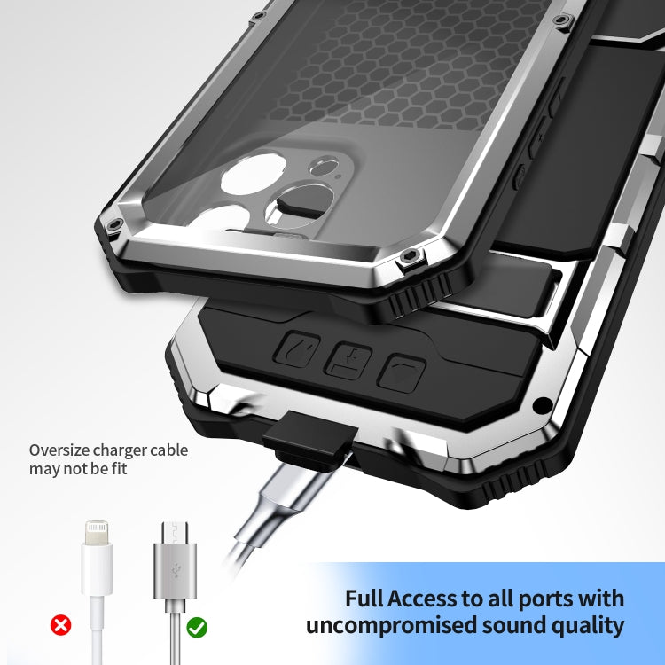 For iPhone 15 Pro Max R-JUST Life Waterproof Dustproof Shockproof Holder Phone Case(Silver) - iPhone 15 Pro Max Cases by R-JUST | Online Shopping UK | buy2fix