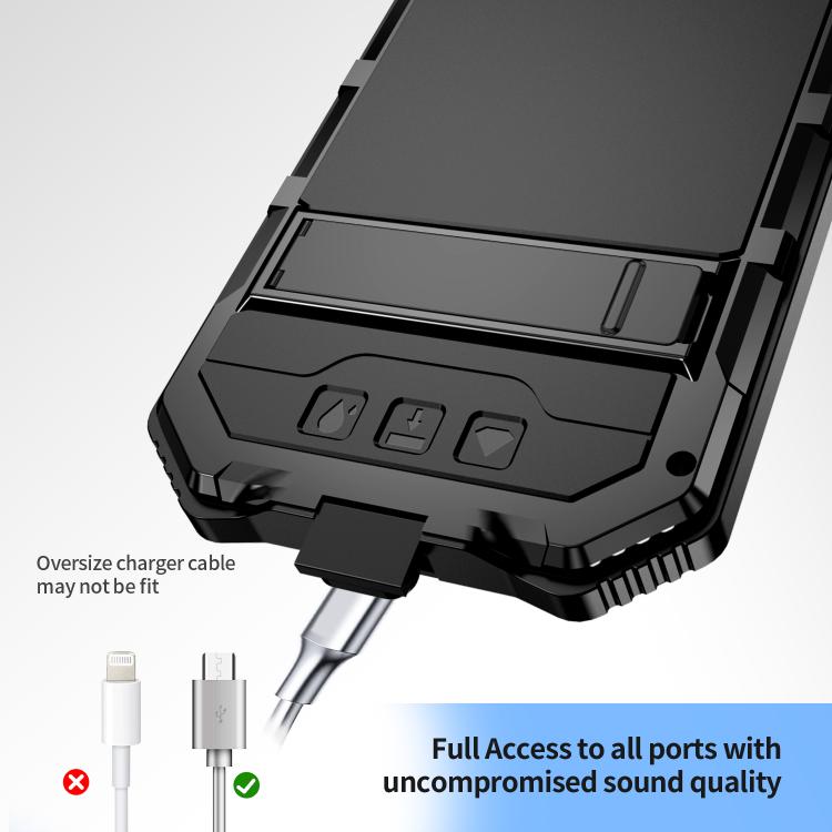 For iPhone 16e R-JUST Life Waterproof Dustproof Shockproof Holder Phone Case(Black) - iPhone 16e Cases by R-JUST | Online Shopping UK | buy2fix