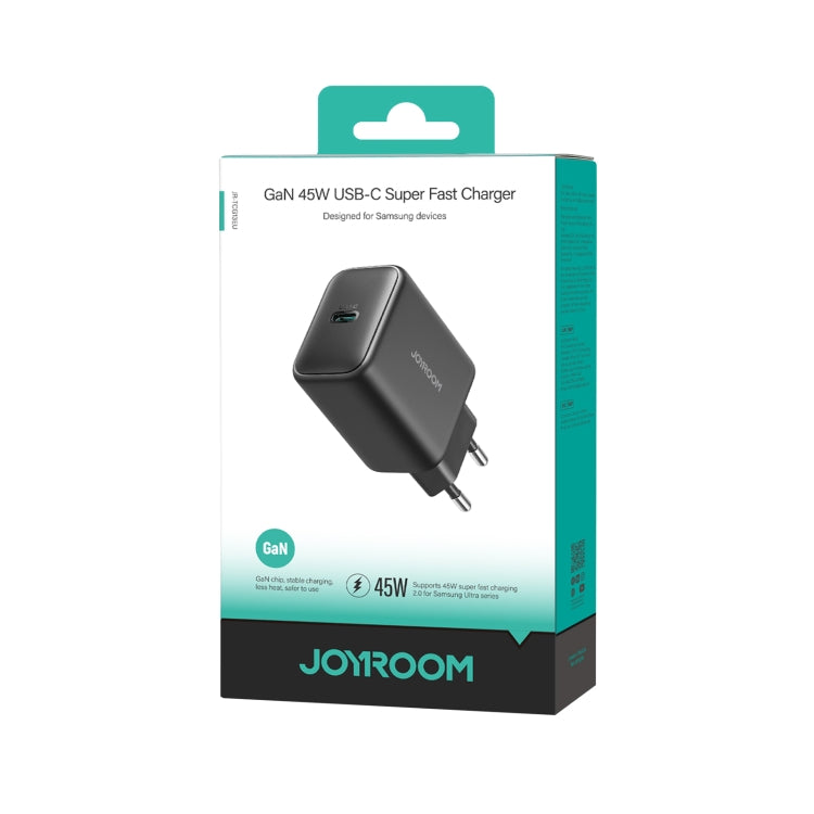 JOYROOM JR-TCG13 45W GaN USB-C / Type-C Port Super Fast Charger, Plug:EU Plug(Black) by JOYROOM