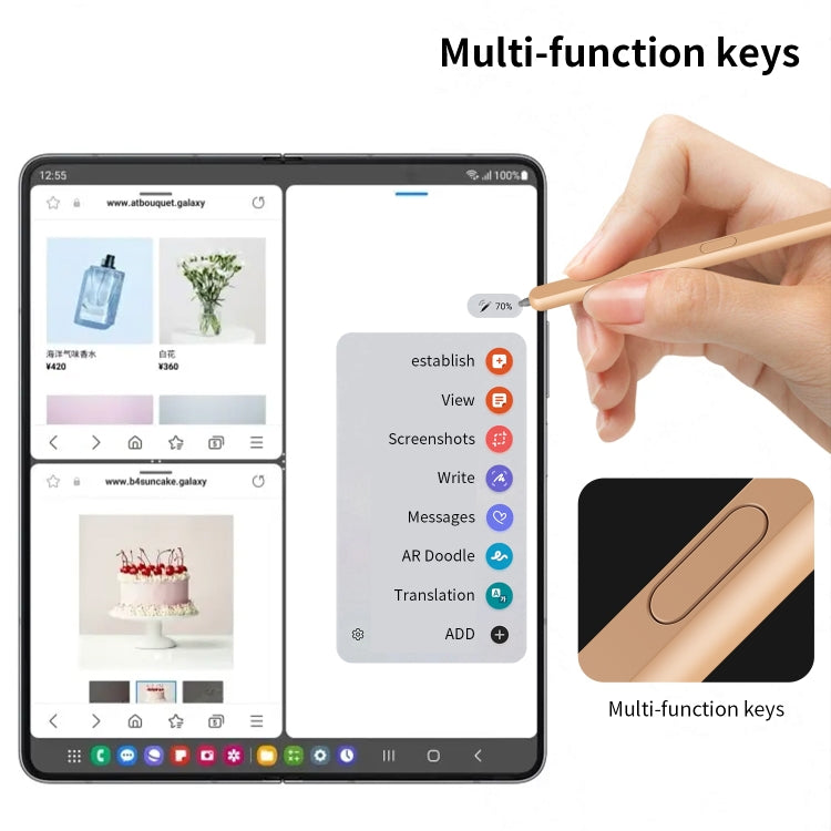 For Samsung Galaxy Z Fold6 / 5 / 4 / 3 Electromagnetic Stylus Pen with Pen Slot(Pink) - Stylus Pen by buy2fix | Online Shopping UK | buy2fix