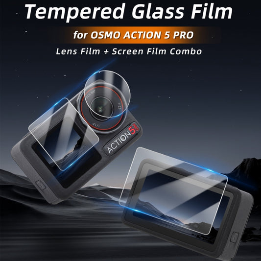 For DJI Osmo Action 5 Pro Sunnylife 3 in 1 Lens Protector Front and Rear Screen Tempered Glass Films, Quantity:2 + 2 + 2 Sets by Sunnylife