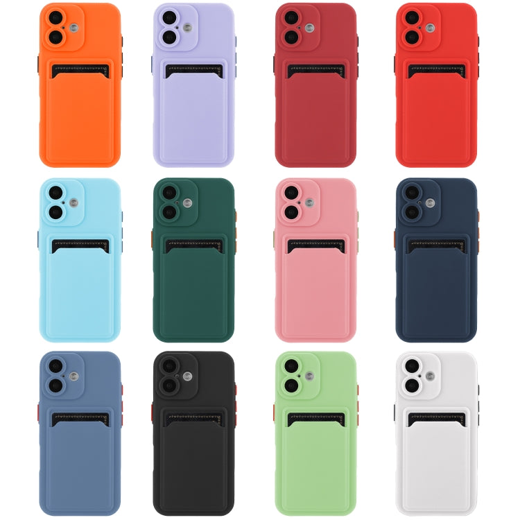 For iPhone 16 Skin Feel Card Contrast Color Button TPU Phone Case(Sky Blue) by buy2fix
