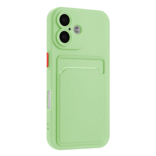 For iPhone 16 Plus Skin Feel Card Contrast Color Button TPU Phone Case(Light Green) by buy2fix
