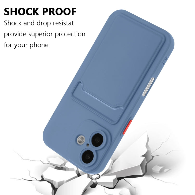 For iPhone 16 Plus Skin Feel Card Contrast Color Button TPU Phone Case(Gray) - iPhone 16 Plus Cases by buy2fix | Online Shopping UK | buy2fix