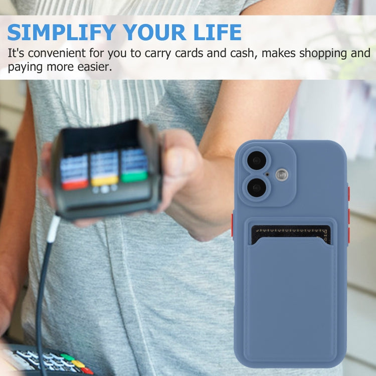 For iPhone 16 Plus Skin Feel Card Contrast Color Button TPU Phone Case(Gray) - iPhone 16 Plus Cases by buy2fix | Online Shopping UK | buy2fix