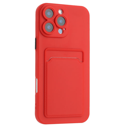 For iPhone 16 Pro Max Skin Feel Card Contrast Color Button TPU Phone Case(Red) by buy2fix