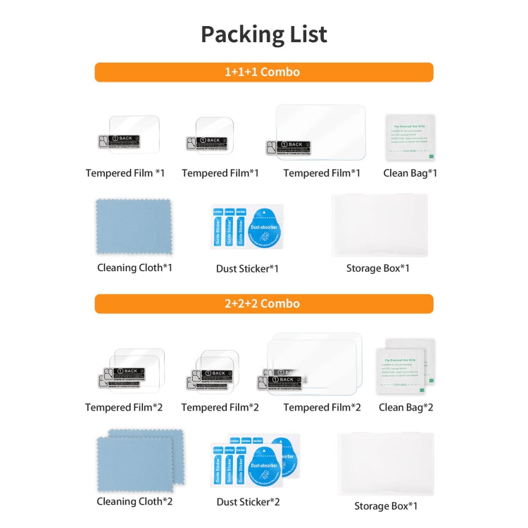 For GoPro HERO13 Black Sunnylife 3 in 1 Lens Protector Front and Rear Screen Tempered Glass Films, Quantity:2 + 2 + 2 Sets by Sunnylife