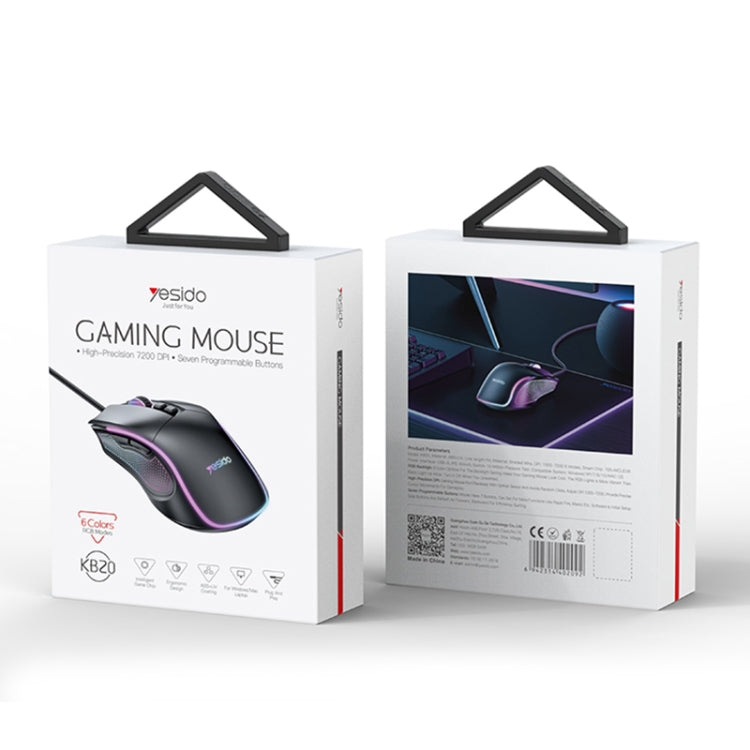 Yesido KB20 USB 7200DPI RGB Wired Mouse(Black) by Yesido