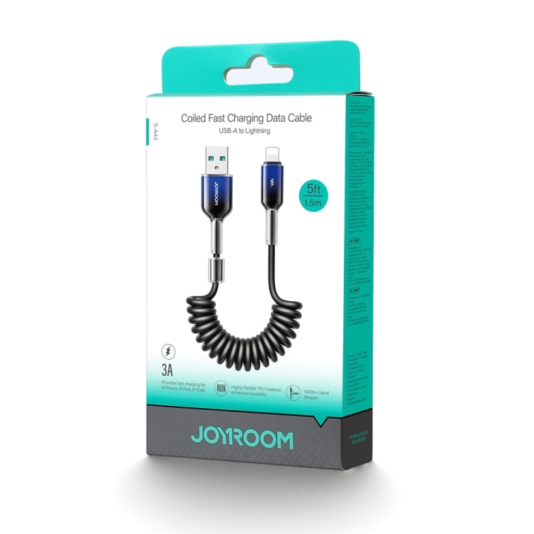 JOYROOM S-A43 3A USB to 8 Pin Coiled Fast Charging Data Cable, Length:1.5m(Black) by JOYROOM
