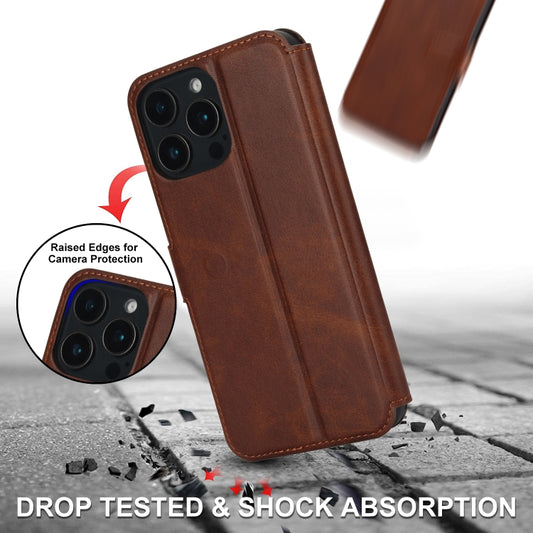 For iPhone 16 Pro Max Shockproof PU + TPU Leather Phone Case(Brown) by buy2fix