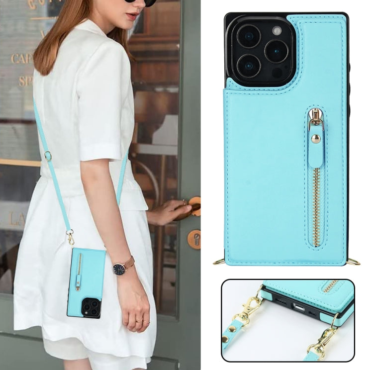 For iPhone 16 Pro Max Cross-body Zipper Square Phone Case(Green) by buy2fix