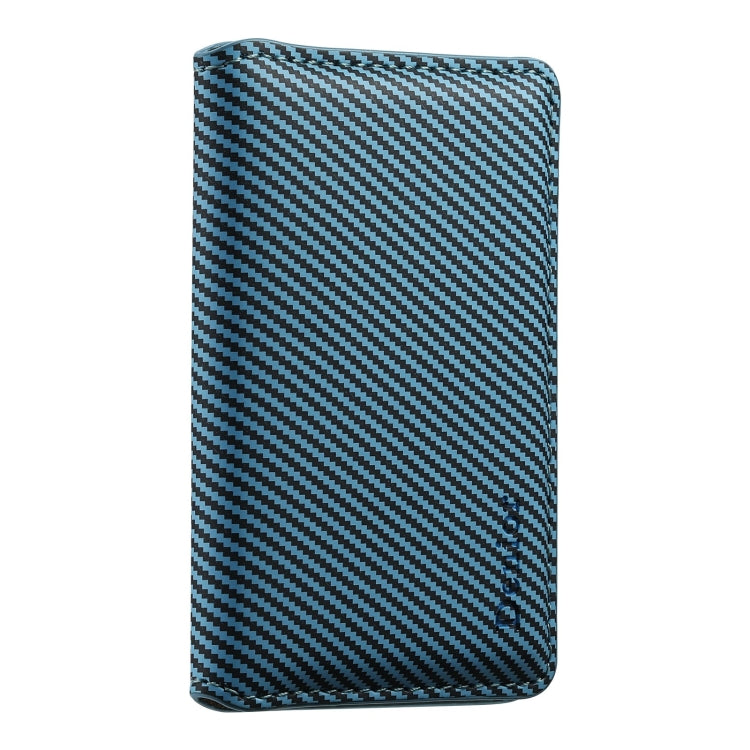 Denior V13 Magsafe Wallet Carbon Fiber Texture Leather Magnetic Card Holder Bag(Blue) - Adhesive Card Holders by Denior | Online Shopping UK | buy2fix
