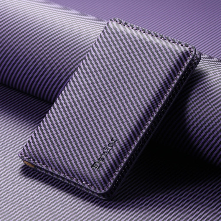 Denior V13 Magsafe Wallet Carbon Fiber Texture Leather Magnetic Card Holder Bag(Purple) by Denior