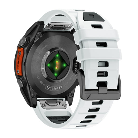 For Garmin 26mm Official Two Color Screw Buckle Quick Release Silicone Watch Band(White Black) by buy2fix