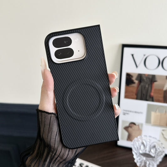 For Google Pixel 9 Pro Fold Carbon Fiber Leather MagSafe PC Phone Case(Black) by buy2fix