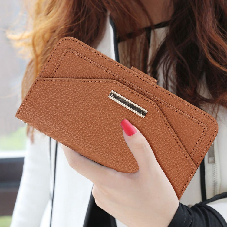 For iPhone 16 Plus Cross Texture Crossbody Lanyard Leather Phone Case(Brown) by buy2fix